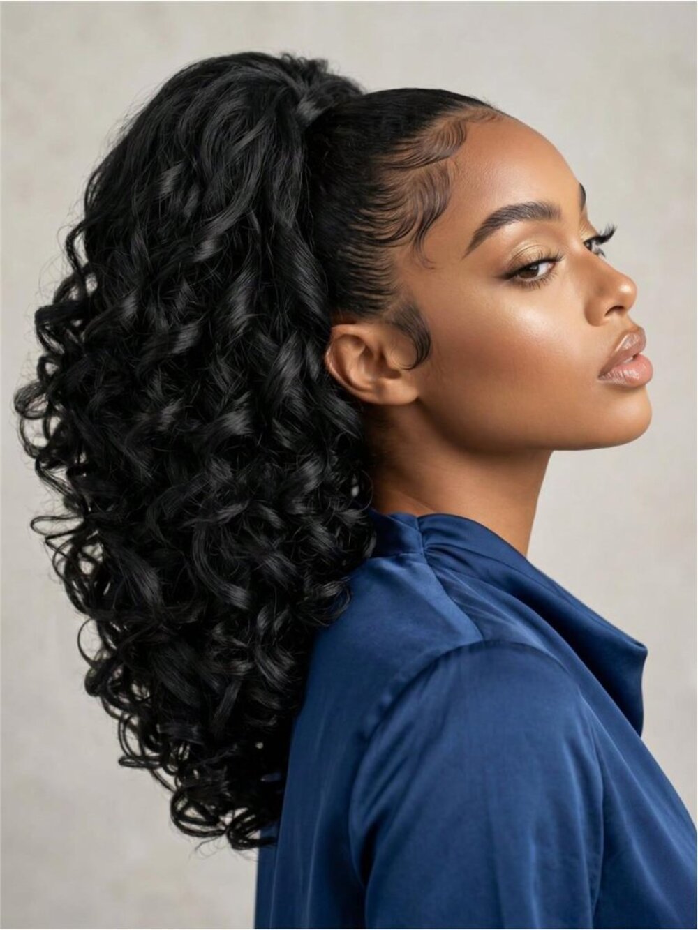 Natural Black Drawstring Ponytail Extension - 20 Inch Yaki Texture Curly